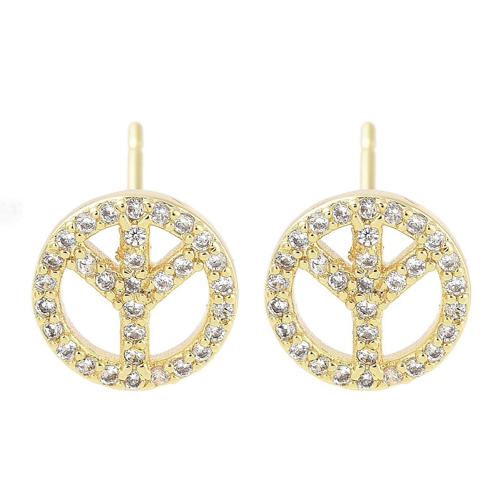 18k Gold Plated Cubic Zirconia Peace Stud Earrings